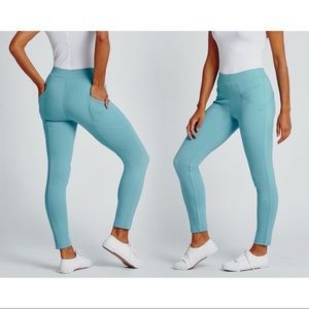 BETABRAND Skinny Leg Journey Pants Aqua Light Blue